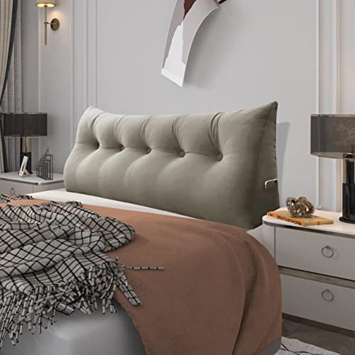 BNCKTRD Kopfende Großes Rückenkissen Bequemes Lesekissen und Rückenteil im Bett Rückenlehne Kopfkissen Langes XXL Kissen für Sofa, Couch, Wandkissen Polster Samt Beige 160cm