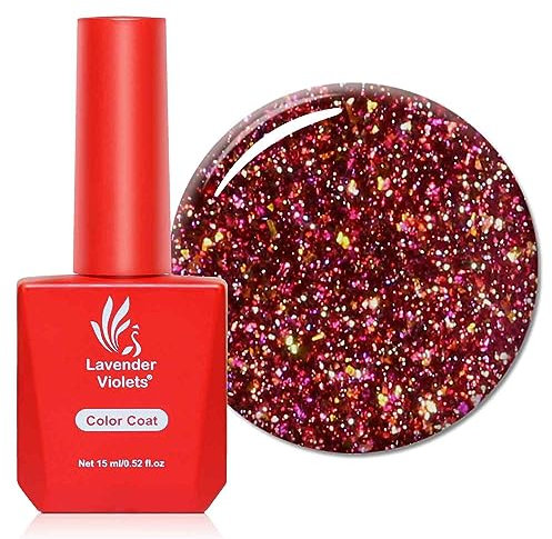 Lavender Violets 15ml Gel Nail Polish Plump Pomegranate Super Refractive Glittery UV LED Soak Off Nail Lamp Curing Popular Star Red Goldleaf Manicure Pedicure Larger Content Salon Quality A0681