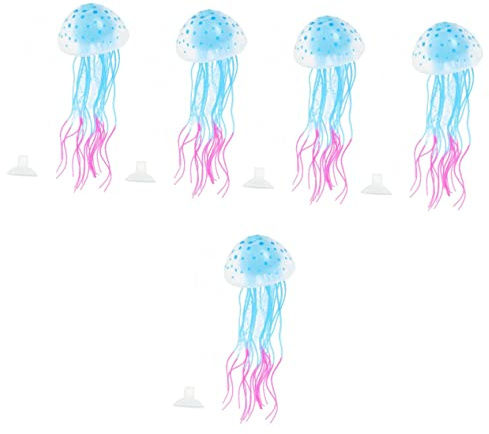POPETPOP 5st Simulation Zieren Der Quallen Aquariumständer 10 Gallonen Simulation Glühend Leuchtende Aquariendekorationen Aquarienverzierung Kieselgel Lieferungen Fluoreszenz