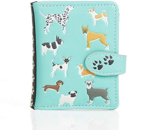 Shagwear Damen Geldbeutel Mädchen Geldbörse Klein Kurzformat Frauen Portemonnaie PU Leder - 7 Kartenfächer mit Münzfach und RFID-Schutz mit stilvollen Fantasie Designs - Hund