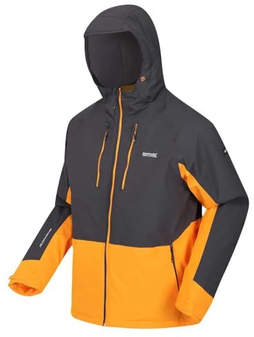 Regatta Hghtn St III Wasserdichte Herrenjacke, Ash/Orange Pepper, 3XL