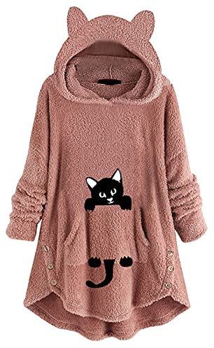 Vestaglia Invernale Pile Bottoni Cappotto da donna a maniche lunghe con cappuccio e cerniera lampo con cappuccio Cappotti morbidi con cappuccio con tasca con cerniera calda Abbigliamento X Caccia