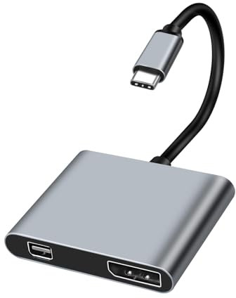 XMSJSIY USB Type C to Mini DP/DP DisplayPort Adapter 4K 2 in 1 Type C Male to DisplayPort & Mini DisplayPort Female Video Converter Cable for Computer Phone Laptop Monitor Displays