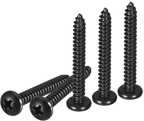 DTGN #10x1-1/2 Phillips Pan Head Self-tapping Screw - 50Pack - Black Oxide 304 Stainless Steel Sheet Metal Screws Wood Screws