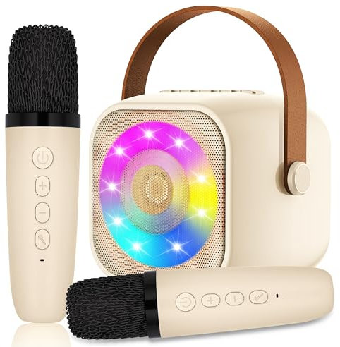 micqutr Karaoke 2 Microfonos, Karaoke Máquina para Niños y Micrófonos Inalámbricos, Altavoz Bluetooth Portátil para Adultos y Niñas, Regalo para Fiestas en Casa/Regalos/Juguetes