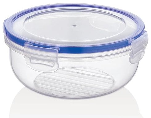 Best House | Small Plastic Storage Box | Round Food Container with Lids | 2.3 Litres | Set of 1 | Lunch Box Grocery Storage Box | BPA Free Microwave Freezer & Dishwasher Safe - Airtight SnapLock Lids