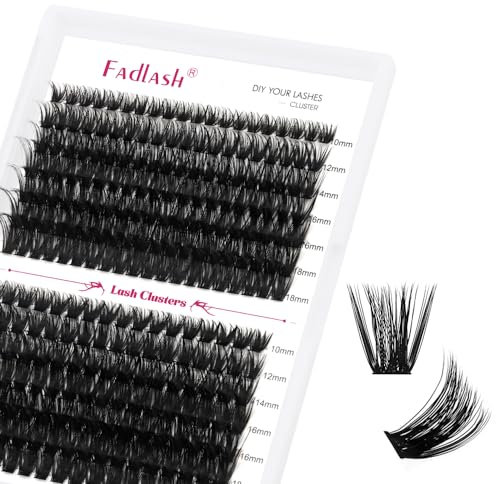 FADLASH Pestañas Individuales 60D+80D Pestañas en Racimo D Curl Pestañas en Racimo Pestañas de Mirada Natural Extensiones Individuale en Racimo DIY Extensión de Pestañas 10-18mm
