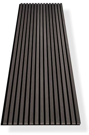 HAGEFOL® Akustikpaneele Holz 240x60 cm, Farbe: Schwarz, Wandpaneele Holz, 3D Lamellenwand aus Holzfurnier auf Akustik Filz, Akustikpaneele 2400x600 mm