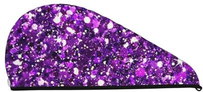 TRUIGYN Impresión con Brillo y Brillo., Gorro para Cabello seco de Terciopelo Coral, Toalla para Cabello de Secado rápido con Turbante de Microfibra con botón