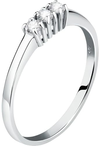 CHRIST Damen-Damenring 375er Weißgold 3 Diamant 50, Weißgold 32027559