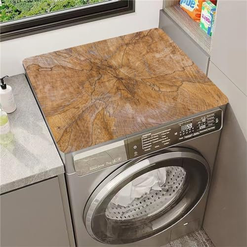 Morbuy Style Vintage Tapis de Protection Antidérapant pour Dessus de Machine à Laver, Planche de Bois Grain de Bois Tapis pour Dessus de Machine à Laver Absorbant (60x60cm,Grain de Bois)