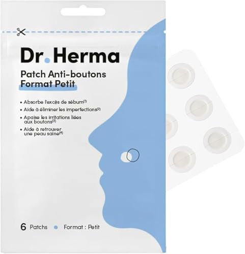 Dr. Herma - Patch Anti Bouton, Acne Patch Invisible - Résultats en 6 à 8h - Testé sous contrôle dermatologique - Acide Salicylique, Hydrocolloïdes, Huile d'Arbre à Thé - Boîte de 6 patchs