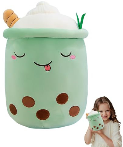 EHIOG Stofftier Plüschkissen, Bubble Tea kuscheltierMilchtee Teetasse Kissen Puppe Wurfkissen, Kreatives Geschenk Gefüllt für Kinder Mädchen Jungen (25cm/9.8inch, Grün)