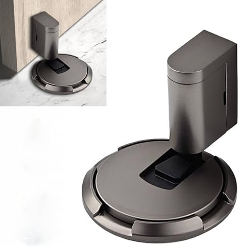 Upgraded Magnetic Door Stopper, Adjustable Punch-Free Silent Floor Doorstop for Various Door Types, Perfect for Yard, Living Room, Bedroom, Kitchen, Bathroom (Grey)
