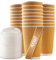 FOOGO Green 50pcs 16oz Disposable Strong Triple-Wall Brown Paper Coffee Cups, FSC® Certified, Fully Compostable, for Hot Drinks, Heat-Resistant Ripple Design, Takeaway Coffee Cups, Party