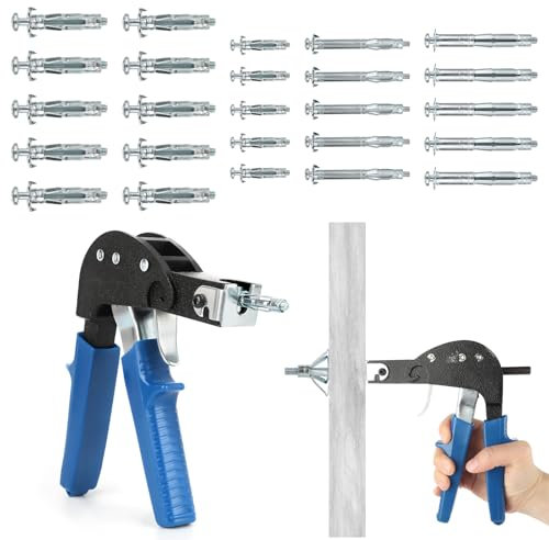 TNEDFOD Juego de Herramientas para Fijar Anclajes de pared 31 Piezas, Herramienta de Ajuste de Metal Resistente, Tacos de Expansión Metálicos para Fijación de Placas de Yeso
