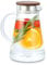 Econovo® Caraffa in vetro con coperchio, caraffa in vetro da 1,5 l e 2 l, con coperchio in legno e colino, lavabile in lavastoviglie, per bevande fredde e calde, tè freddo, vino, caffè, latte e succhi