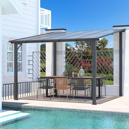 UNIONLINE Aluminium-Pavillon, Metallmarkisen, Pavillons, Pergola, Robuste Metall-Pergola (Schwarz, 2,4 x 2,4 m)