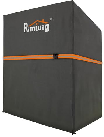 Rimwig Strandkorb Schutzhülle Winterfest,120x90x155/140cm Strandkorbabdeckung für 2 Sitzer Strandkörbe,600D Oxford Strandkorbhülle Wasserdicht,Strandkorb Abdeckhauben Mit Windschutzband