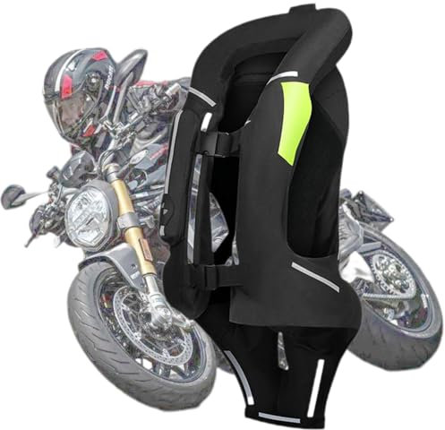 GDNKP Airbag Weste Motorrad Reiten,Schutzkleidung Für Men Motocross,Reflektierend Atmungsaktiv Moto Rradausrüstung,Schwarz,XL