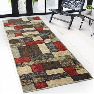 Floordirekt Teppichläufer mit Muster - maßgefertigter Feinschlingen Teppich Läufer für Küche, Flur & Wohnraum - Mannheim Patch (80 x 250 cm)