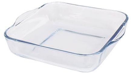Argon Tableware Square Glass Oven Dish - 24cm x 21cm - 1x Small Deep Baking Casserole Lasagne Roasting Roaster Cooking Tray Bowl | Microwave Safe, Freezer Safe
