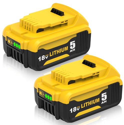 2 Stück 5000mAh DCB184 Ersatz für Dewalt Akku 18V 5ah Ersatz für Dewalt Akku DCB184 DCB180 DCB181 DCB182 DCB200 DCB201 DCB204 mit LED-Anzeige Goodexo