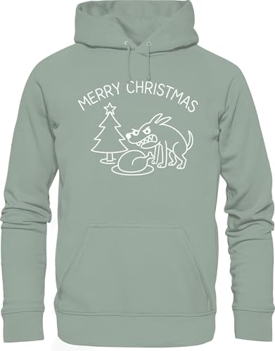 Baerenstyle Strolche® Weihnachtspullover für Hundebesitzer - Lustiger Hoodie mit Frechem Hundemotiv Merry Christmas, Bio-Kapuzenpullover Unisex XS-5XL