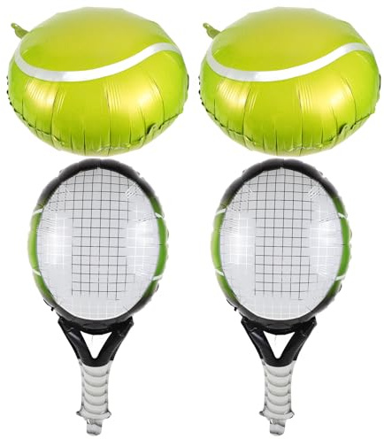 EPIGEIST Tennisball Folienballons Satz 18 Zoll Aufblasbare Sport Deko in Grün mit Tennisschläger Aluminiumfolie für Tennisparty Geburtstagsfeier und Sport Events