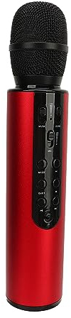 MasYosh Wireless Microphone, Karaoke Microphone with Dual Speakers, Vocal Reverb, HIFI Sound, for Home Singing, TV KTV Connection (Red)