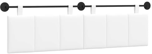 vidaXL Hängendes Kopfteil Weiß Stoff, Wanddeko fürs Schlafzimmer: modernes hängendes Kopfteil, gepolsterte platzsparende Platte, verstellbares minimalistisches Design