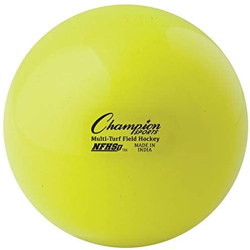 Champion Sports Feldhockeybälle, reguläre Größe, 12er-Pack, je 7 cm – NFHS-zertifiziertes Sport-Hockeyball-Set für Felder, Gras, Rasen – langlebig, federnd, leicht, helle Farben – Gelb