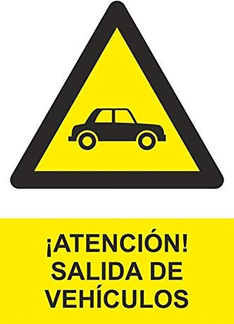 MovilCom® - Señal PELIGRO SALIDA VEHICULOS material PVC 0,7mm 300x400mm homologado nueva legislación (ref.RD31076)