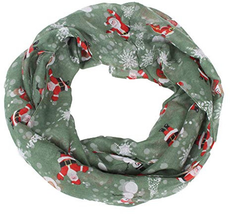 AmyGline Loop Schal Damen Weihnachten Santa Schneemann Cartoon Drucken Voile Schlauchschal Winterschal Tuch Stola Halstuch Snood