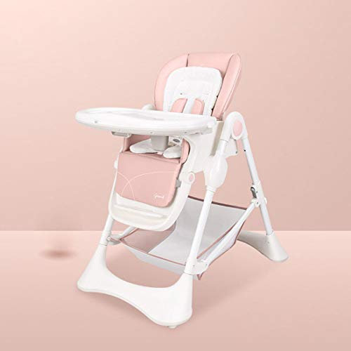 KUANDARYJ Hochstuhl Exclusiv mit Liegefunktion | Babyhochstuhl höhenverstellbar mit abnehmbarem Essbrett | klappbarer Kombihochstuhl mit 5 Punkt-Gurt Mit Ablagekorb, Pink