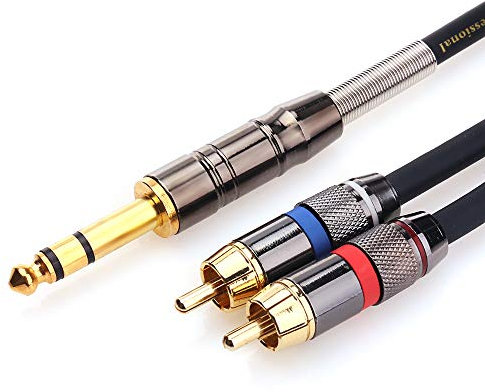 Tisino - 6.35mm to RCA Cable, 6.35mm TRS Stereo Jack to Dual RCA Audio Cable Insert Cable Y Splitter Cable - 2 m