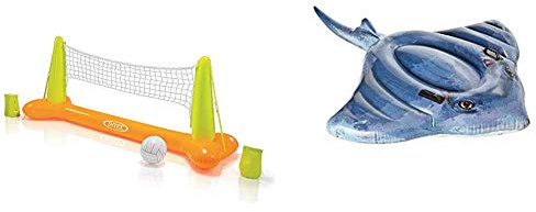 INTEX Jeu de Volley Flottant 2,39x64x91cm & Raie Manta à chevaucher Gonflable