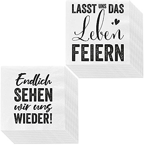 Servietten 40er Set │ 2 Motive Sprüche Leben │ 3lagige Papierserviette 33x33cm │stoffähnlich Tuch Partyzubehör (40er Set Serviette Leben)