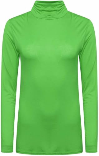 Crazy Fashion Womens Long Sleeve Polo Turtle High Neck Plain Stretchy Plus Size Casual Tops for Ladies Jumper UK 8-26 (Jade Green, 22)