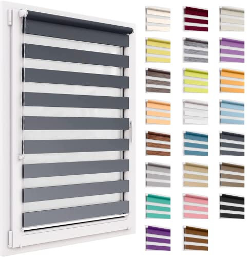 Doppelrollo ohne Bohren, 122x150 cm Stoffgröße, Duo Rollo Klemmfix, Easyfix, lichtdurchlässig und verdunkelnd, Day&Night, Klemmrollo Sonnenschutzrollo Fensterrollo für Fenster & Türen