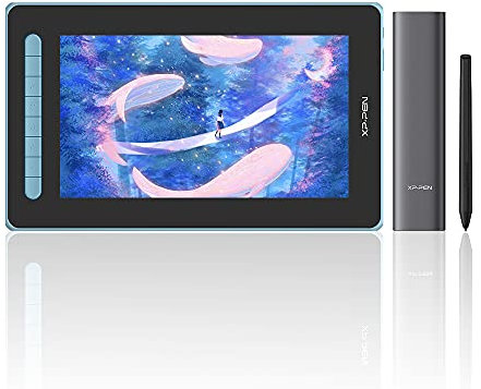 XP-Pen Artist 12 Tablette à écran tactile 2e génération avec support inclinable, 8 touches de raccourci, 8192 niveaux de sensibilité à la pression, stylet X3 Elite et écran entièrement laminé Bleu