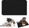 Tapis Gamelle Chien, Tapis d’Alimentation pour Chat en Silicone aux Normes FDA, Imperméable et Antidérapant, Noir, 48 X 30 cm