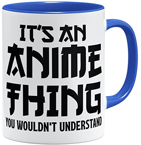 OM3® It's an Anime Thing Tasse Japan Manga Comic - Keramik Becher - 11oz 325ml - Beidseitig Bedruckt - Royalblau