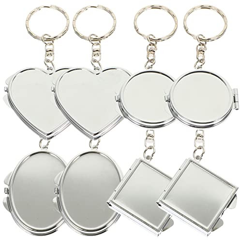 FRCOLOR Lot De 8 Mini Miroirs Porte-clés Pendentifs De Miroirs Pliants En Métal Pour Femmes Accessoires