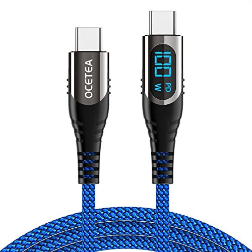 Ocetea 100W USB C auf USB C Kabel, 1M 5A Schnellladekabel Ladekabel PD QC5.0 with LED Display, Kompatibel mit MacBook Pro Air iPad Pro Air Galaxy S23 S22 Pixel Switch