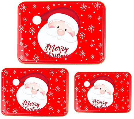 Alsino Keksdosen Weihnachten rund mit Deckel im 3er Set Plätzchendose Keksdose, Geschenkbox für Weihnachten Nikolaus - aus Metall, Modell Weihnachtsmann
