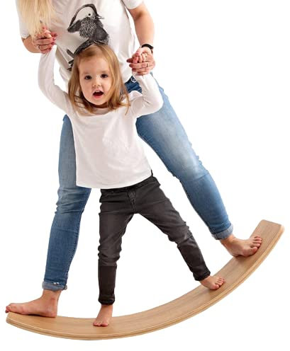TWR ® - Tabla curva con certificado CE - Acabado BARNIZADO- Ecológica y artesanal de madera fabricada en España - Tabla equilibrio. Tabla Montessori .Tabla de equilibrio/Tabla madera niños