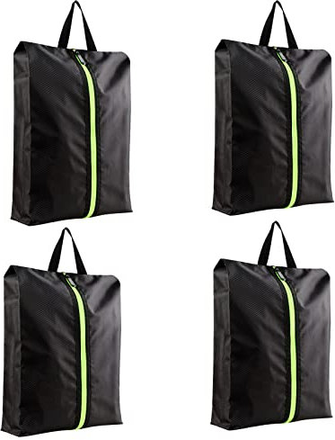 BouGPeng 4 Pièce Sacs à Chaussures de Voyage Portable Housse Chaussures Sac à Vêtements avec Fermeture à Glissière pour Valise Organisateur Rangement Voyage(Noir)