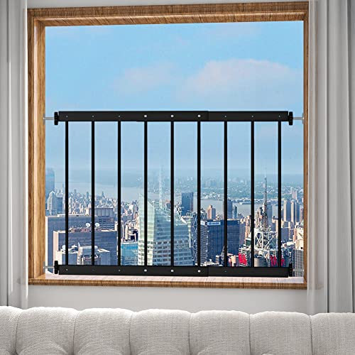 Fairy Baby Fenstersicherheitsstangen, französisches Balkongeländer, Innenfenstergitter, Balustraden, Fensterschutz, Fensterschutz, Fensterschutz für Kinder (57 cm - 92 cm, Schwarz)