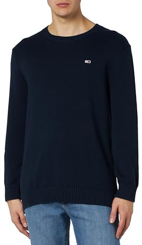 Tommy Jeans Men's Crew Neck Slim Fit Knitted Jumper, Blue (Dark Night Navy), S